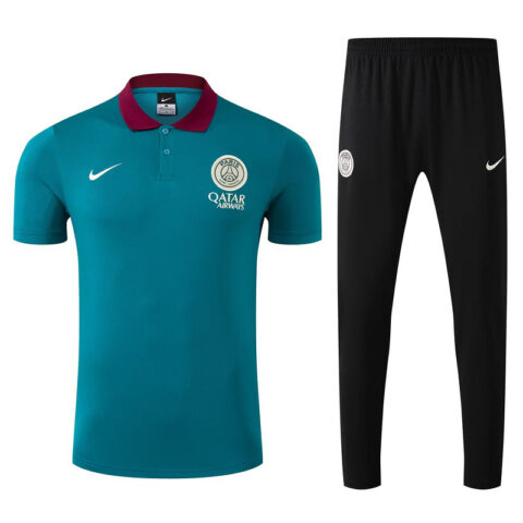 25-26 PSG Green POLO Training Kits Football Tracksuits