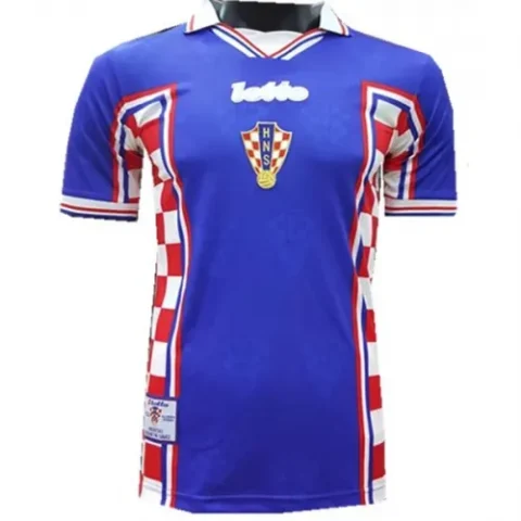 Croatia Nation Retro Men Jersey Away World Cup Blue 1998
