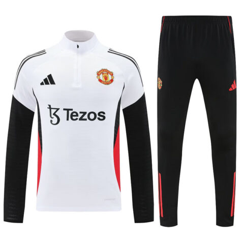 25-26 Manchester United Training Kits Long White Football Track suits