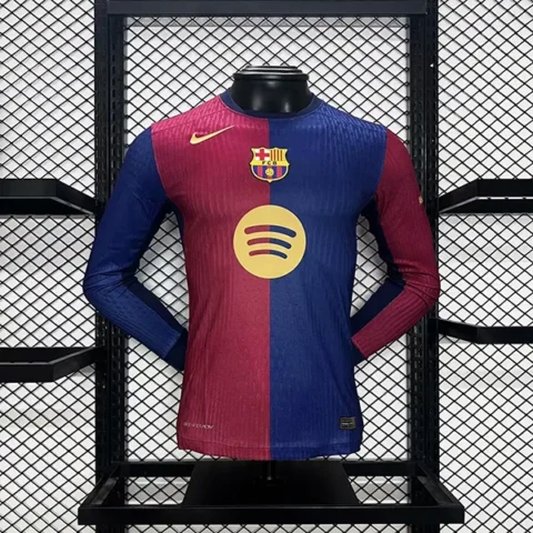 24-25 Barcelona Home Soccer Jersey Player Edition Long Sleeve