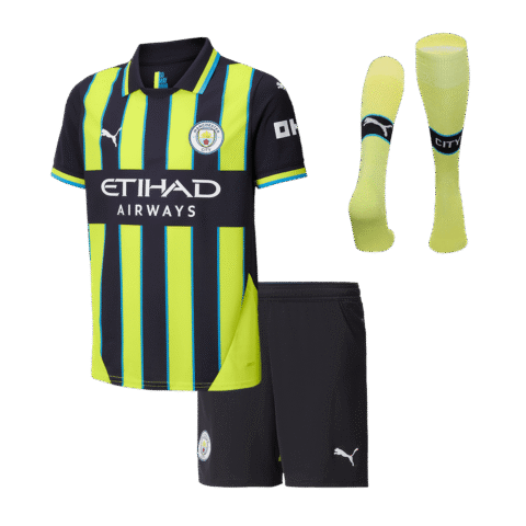 Kids Manchester City Custom Away Full Soccer Kits 2024-25
