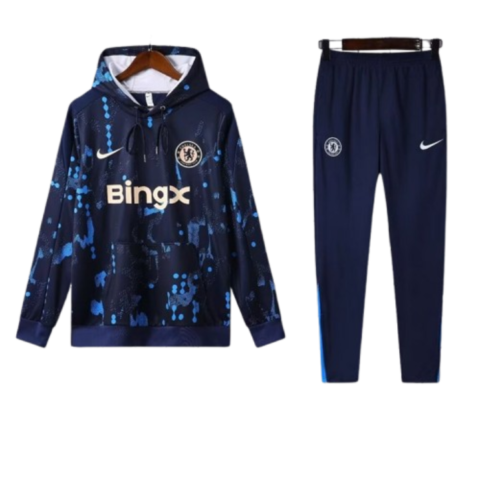 Nike Chelsea 2024-25 Black&Blue Hooded Training Tracksuit Kits