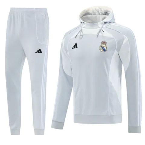 Real Madrid Training Kit Light Grey 2025-26  (Jacket+Pants)