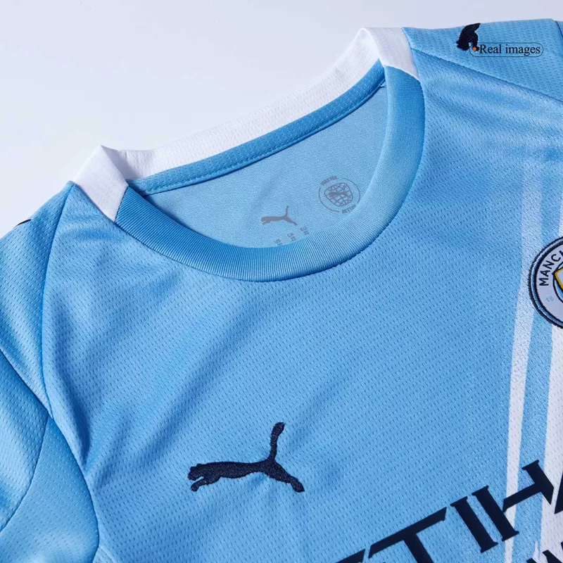 Manchester City Home Kids Soccer Jerseys Kit 2025/26 with Blue available at gogoalshop