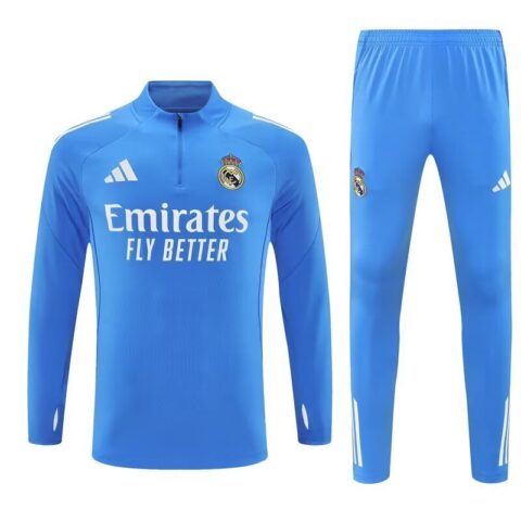 25-26 Real Madrid Training Kits Long Blue Football Track suits