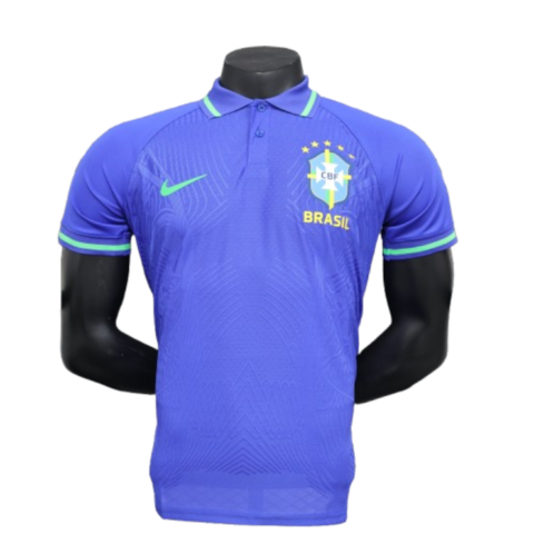 Brazil Nike Men's 2024 Slim Fit POLO Shirt - Blue