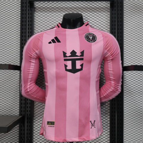 Inter Miami CF Home Pink Soccer Jersey Player Version Shirt Long sleeve 2025-26