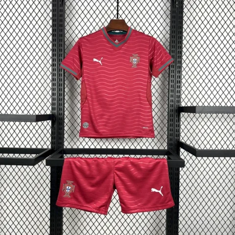 2026 Portugal World Cup Home Football Kit for Children (Jersey + Shorts)
