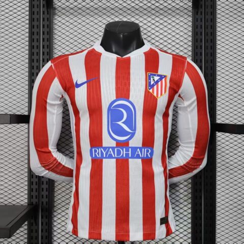 25-26 Atletico Madrid Home Long-Sleeve Jersey (Player Version)